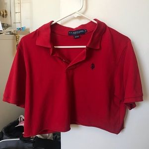 vintage cropped red Ralph Lauren polo